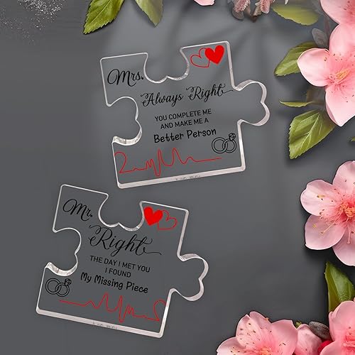 Miniatura 4 de 2 piezas de regalos para señor y señora, regalos de placa acrílica de aniversario, regalos de boda para pareja, él y ella, regalos de recuerdo de