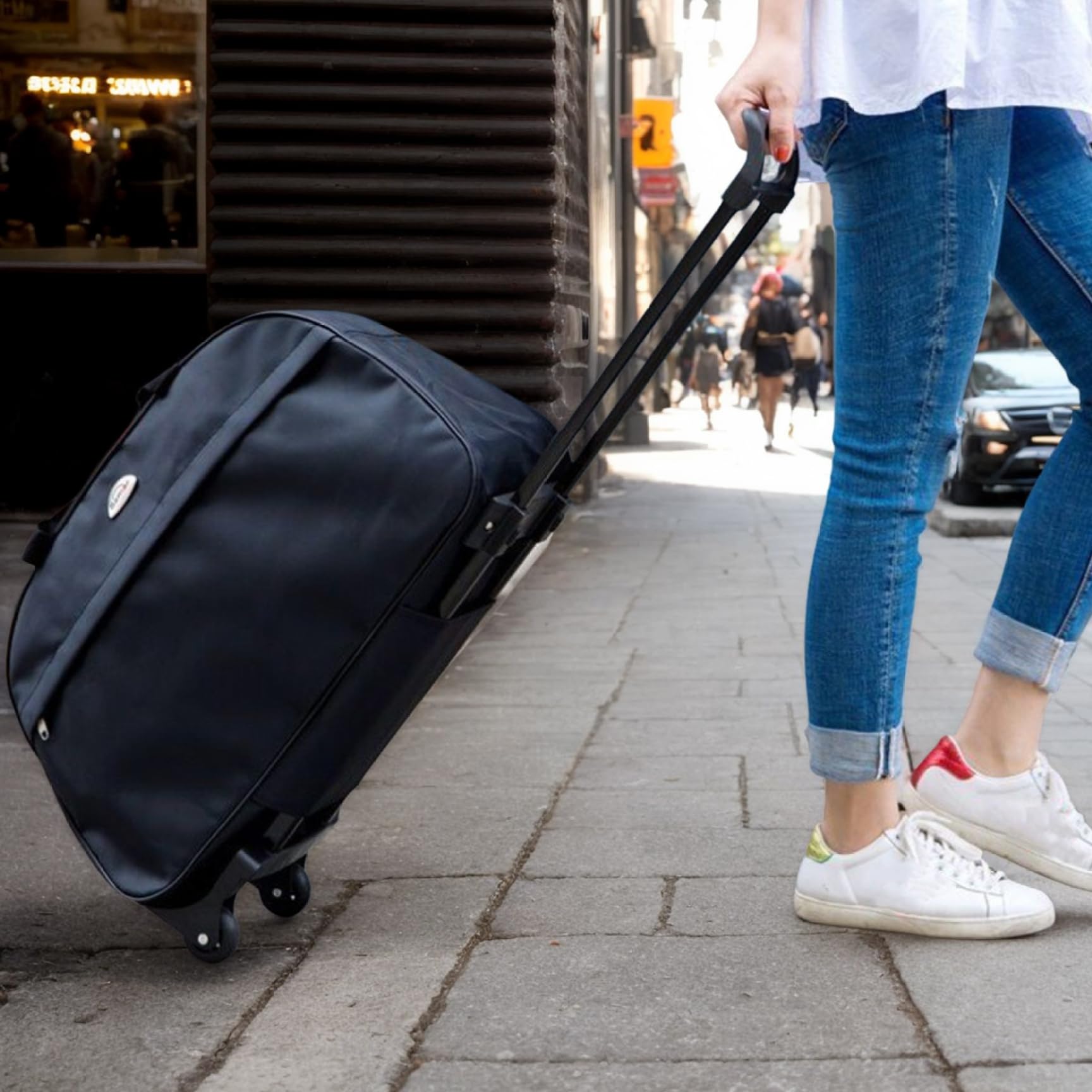 Bolsa de Lona Enrollable con Ruedas Bolsa de Lona de Gran Capacidad con Ruedas Bolso Impermeable con Ruedas y Mango de Llevar en la Bolsa Weekender Bolsas de Viaje de Moda para Mujeres y Hombres, Bol