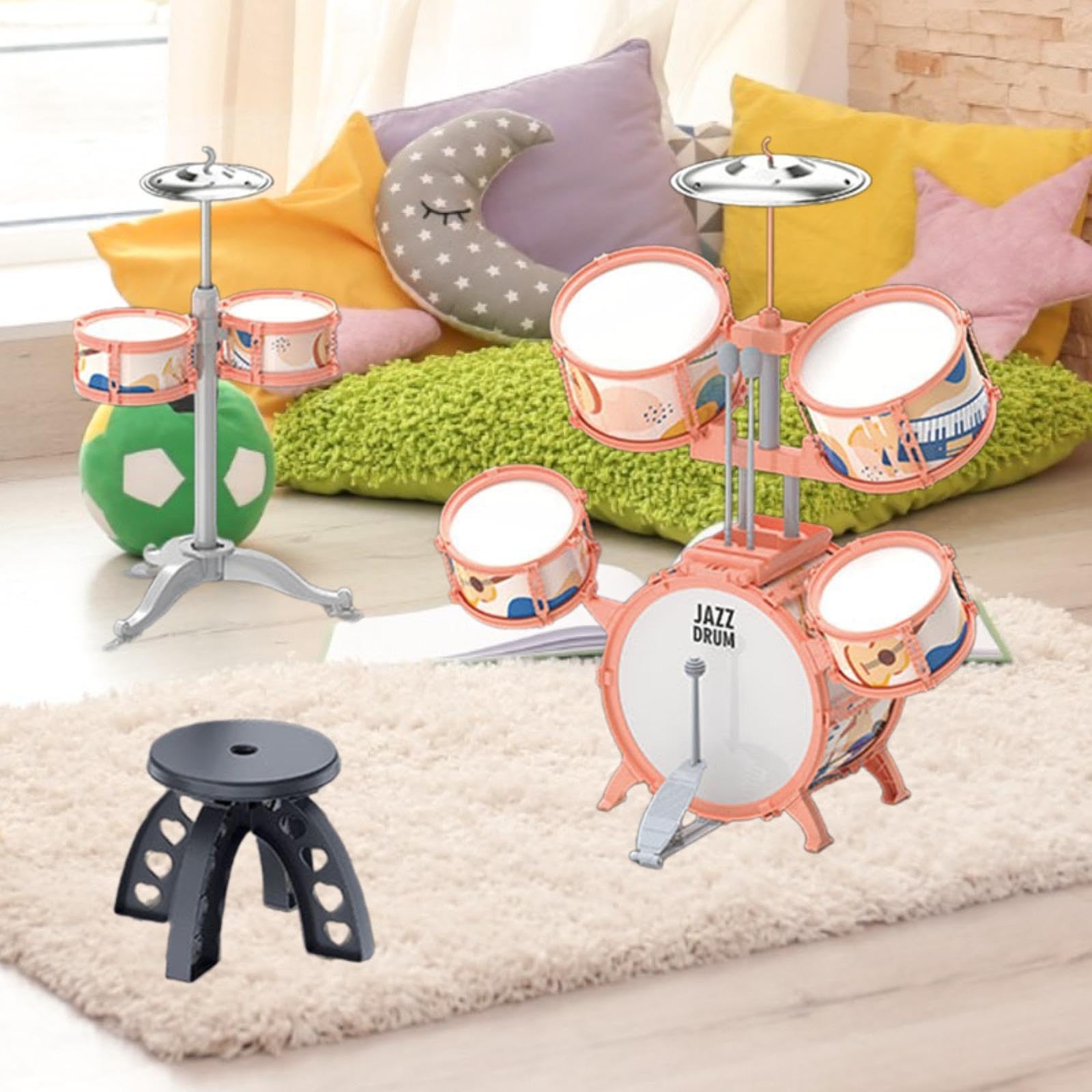 Set Batteria Jazz Per Bambini Con Panchina