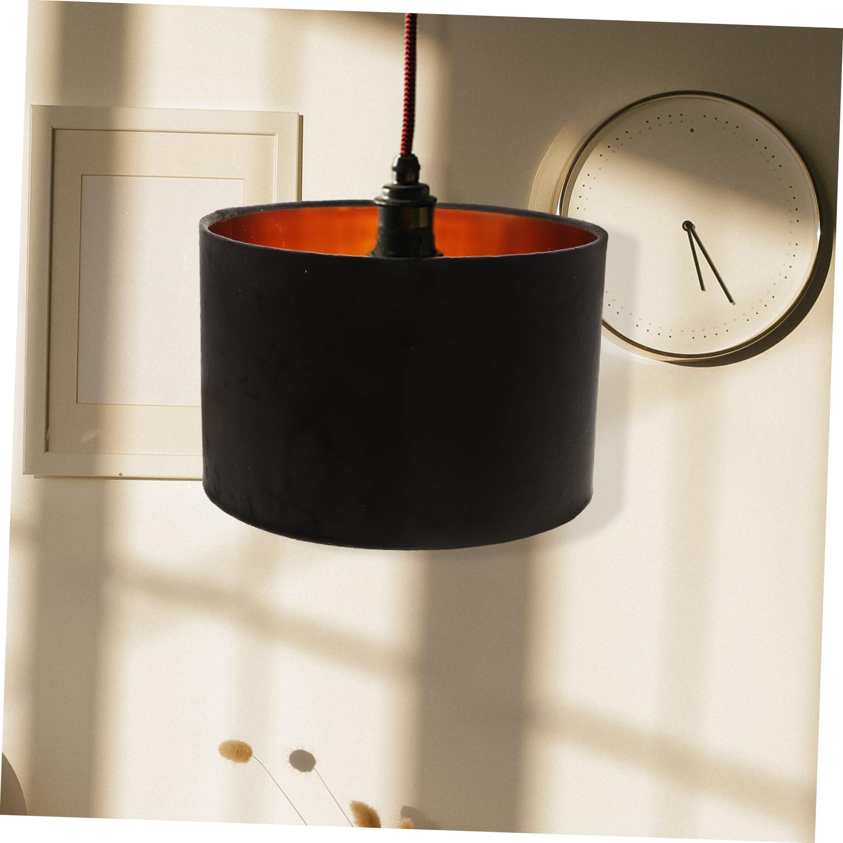 Paralume in Stoffa Nero per Portalampada E27, Stile Semplice | Interno in Ferro, Finitura Elegante e Creativa, per Arredamento Domestico e Regalo a Amici o Famiglia