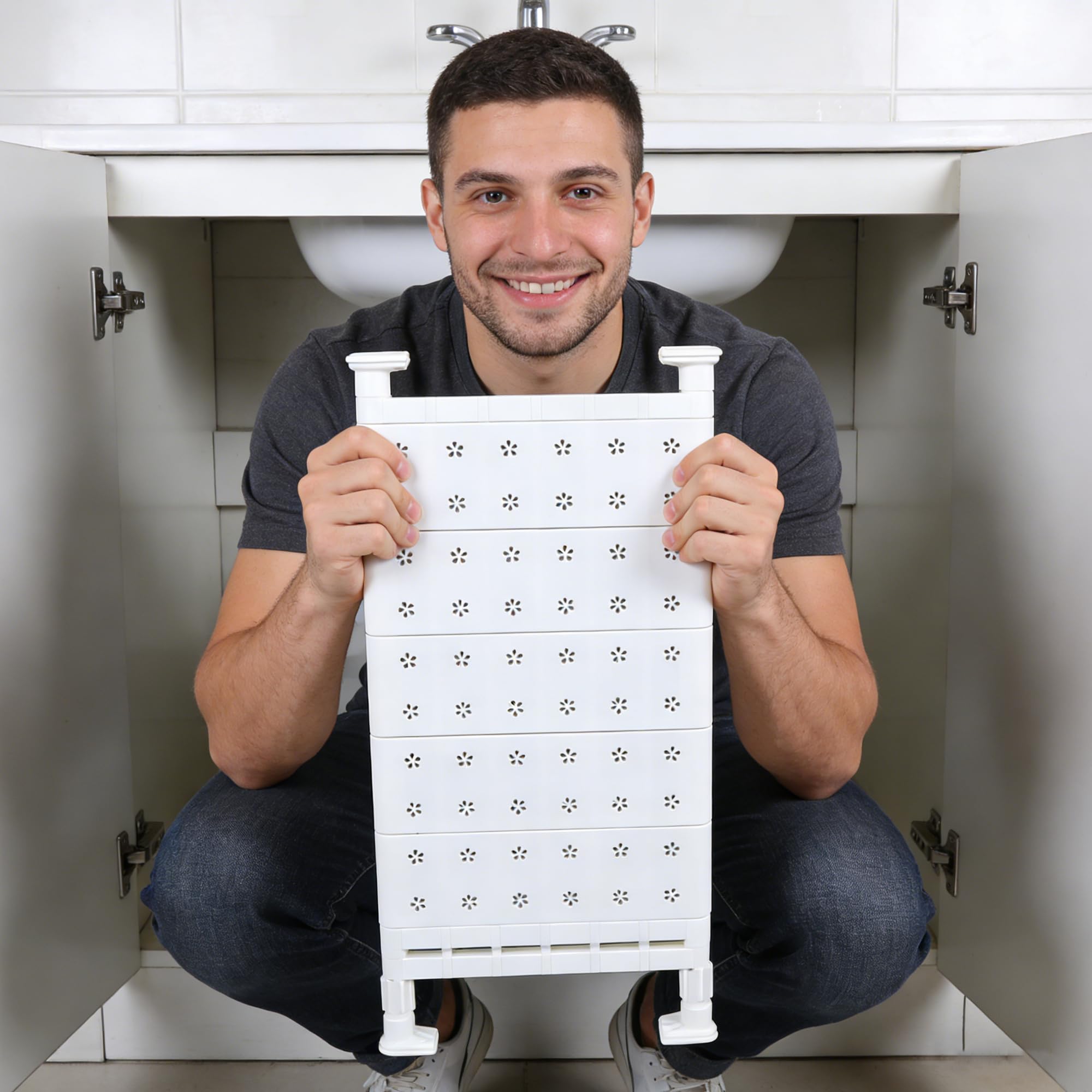 SUQ 1 x separatore estensibile, per scaffale regolabile, armadi telescopici, organizer per armadio, mensola per cucina, armadio libreria (24 cm, 38~60 cm)