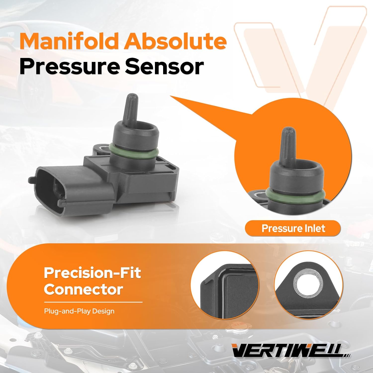 Manifold Absolute Pressure MAP Sensor Compatible with Hyundai Elantra Accent Tucson Tiburon Kia Rio5 Soul Dodge Atos Attitude 1.5L 1.6L 2.0L L4 2000-2008 2009 2010 2011 2012 Replaces AS196
