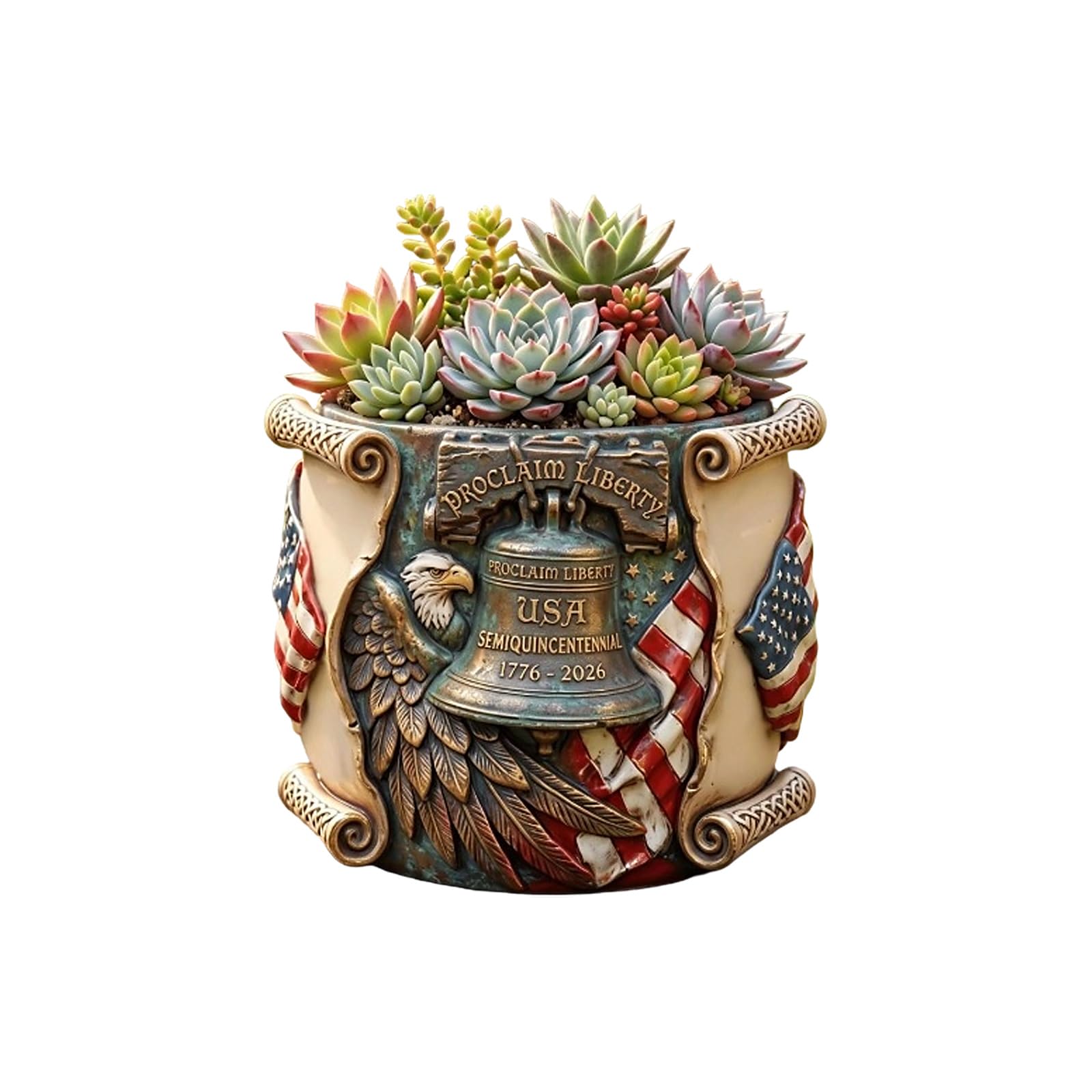 ZEPFJHE Patriotic Planter Pots Succulents Planter Indoor, Decorative Garden Flower Pots Independence Day Decors Memorial Day Decorations