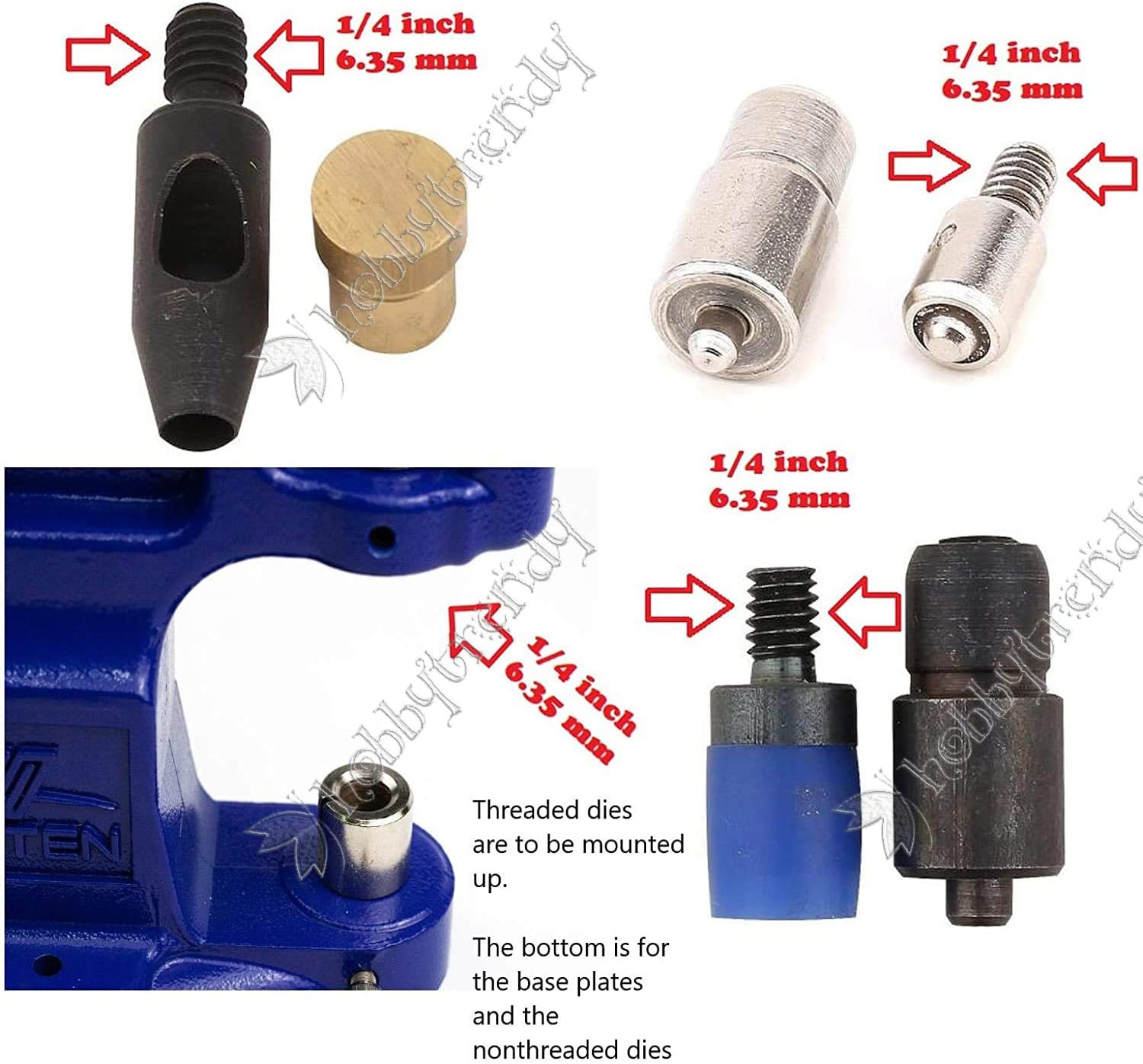 7mm Rivets Kit (1000 Sets) with Hand Press Machine, Dies and Hole Punch. Leather Rivets Single Round Cap Metal Stud Fasteners for Bag Belt Wallet Jeans