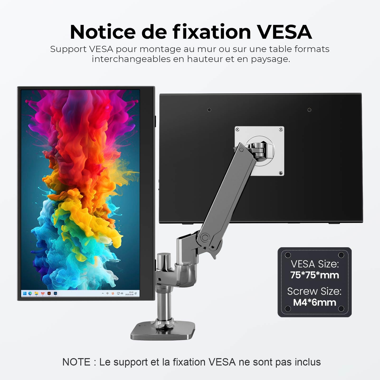 UFYQL 15,6" Écran Portable FHD 1080P 60Hz IPS Mate | Housse intelligente, haut-parleurs, VESA 75×75 mm, HDR, écran d’extension pour PC / Mac / portable / Xbox / PS / Switch