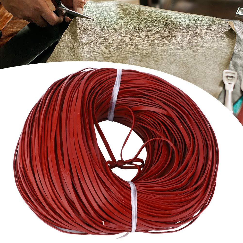 Cordon plat en cuir de 100 m de long, cordon tressé en cuir de première qualité pour travaux d’artisanat, 3 mm de large et 1 mm d’épaisseur – cordon de bricolage pour la (Brun rouge 3mm*1mm100 mètres)