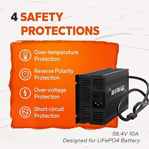 Miniatura 6 de LiTime Cargador de batería de litio de 48 V (58.4 V), para batería de carritos de golf de 51.2 V, función de carga inteligente de 0 V, cargador de