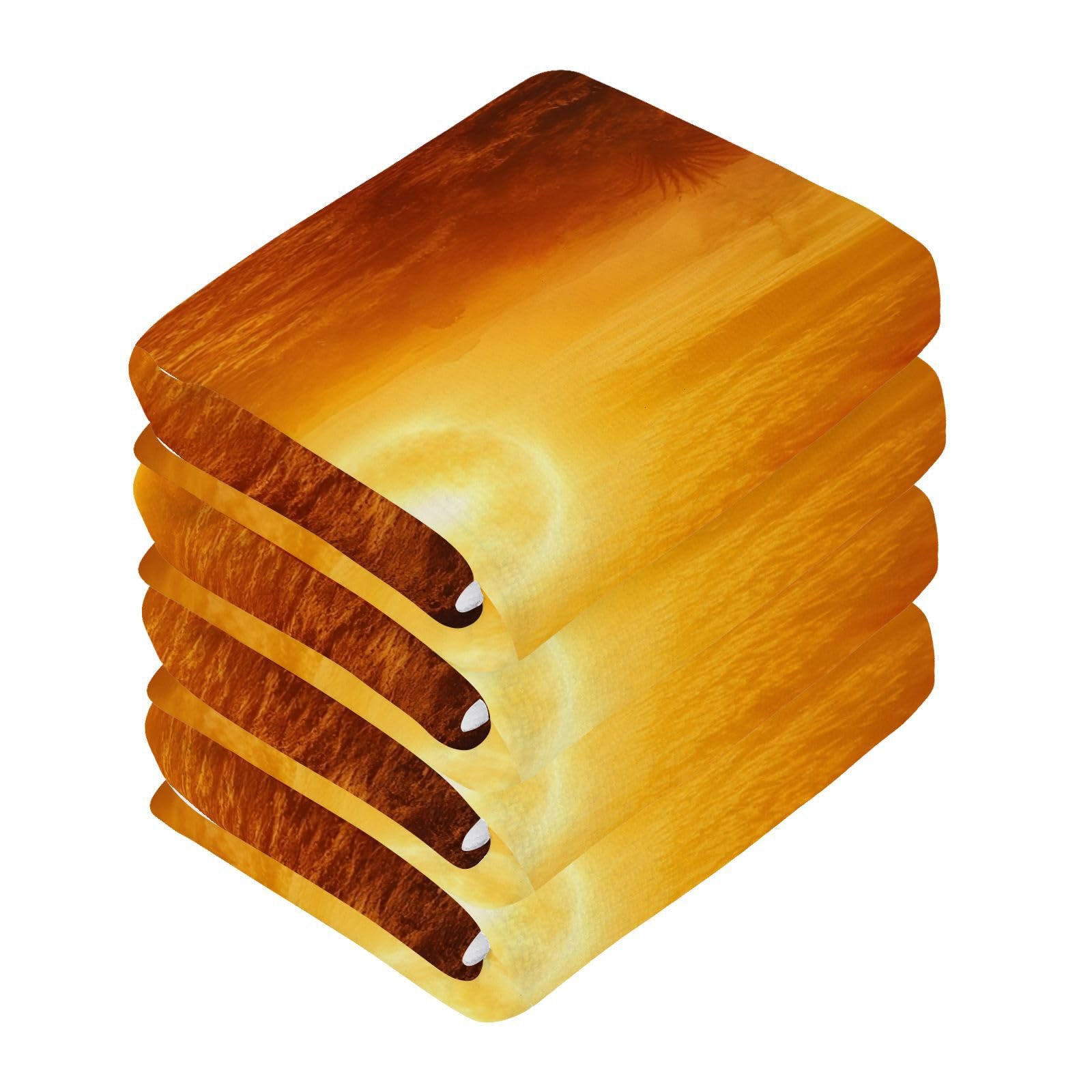 YANENDIE Twilight Oil Painting Washcloths Towels, Highly Absorbent and Soft Cotton Face Cloths, 4 Pack Quick Dry Wash Cloths - 12 X 12 Inches