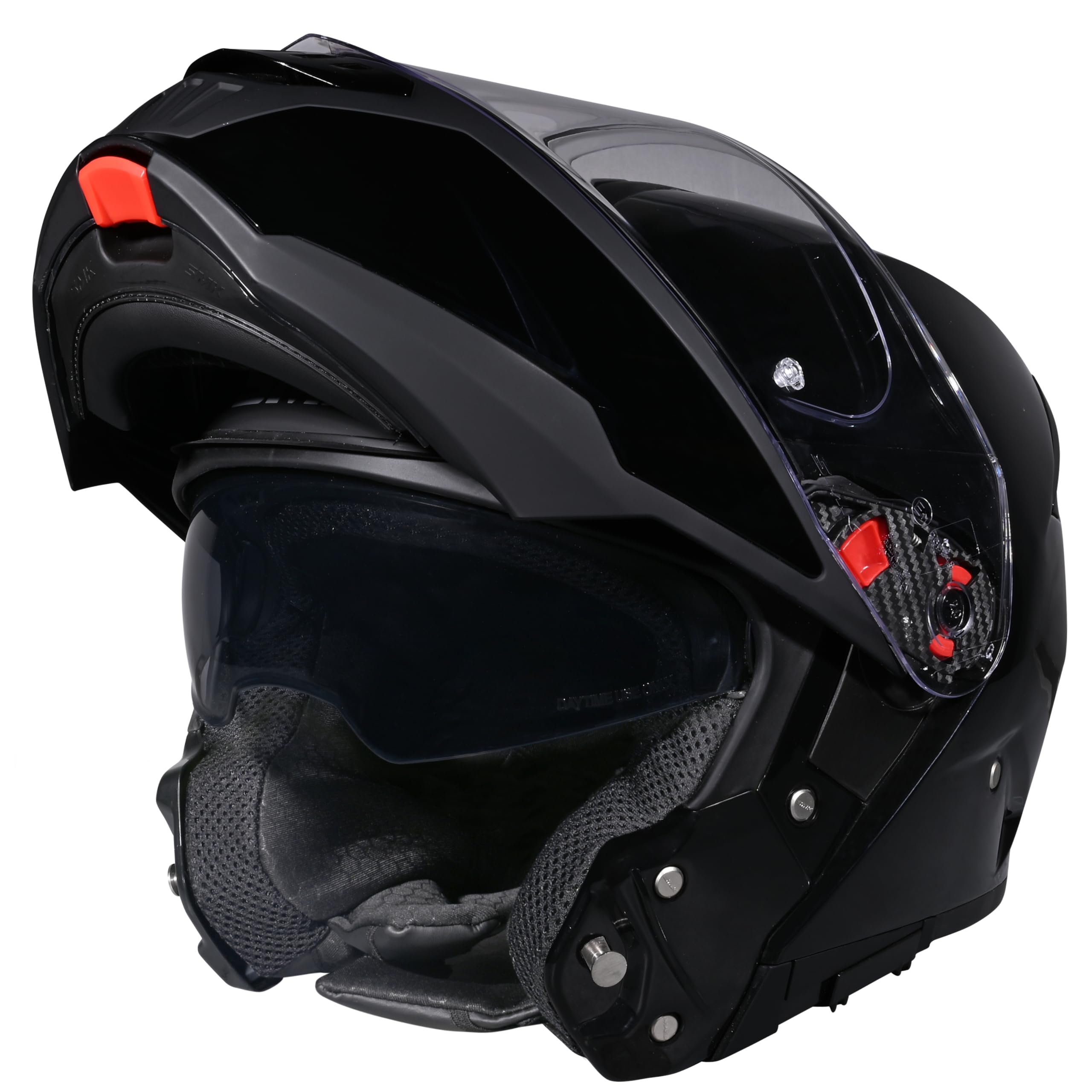 SMK Gullwing Solid Flip-up Full Face Helmet ISI, ECE22.06 and DOT Certified with Pinlock and Dual Visor - (GL200 - L)-image-2