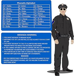 3 PCS Metal Miranda Warning Card/Phonetic Alphabet Military/Military/Sheriff/Police, Miranda Rights Card Phonetic Alphabet Police Horz Ref Badge Security (Blue)