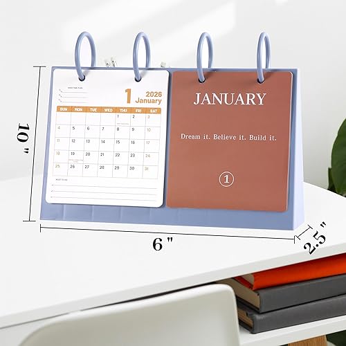 Miniatura 7 de Calendario de escritorio pequeño 2025-2026 de 18 meses de julio de 2025 a diciembre de 2026, calendario mensual abatible para escritorio con citas