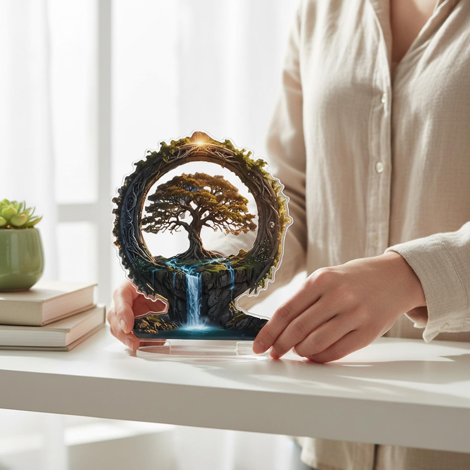 Fuente de Agua Decorativa de Mesa 2D para Centro de Mesa O Mueble de Chimenea