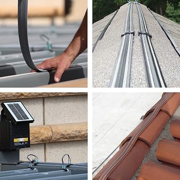 Bird Barrier Bird-Shock Flex-Track 50ft Low Profile Electrified Track Bird Deterrent Flexible PVC Strips with Stainless Steel Braid Bird Repellent for Roofs, Parapets, Ledges - Beige