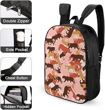Double-Sided Wear Backpack Personalized Casual Daypack Primary School Bookbag Camouflage Animal
