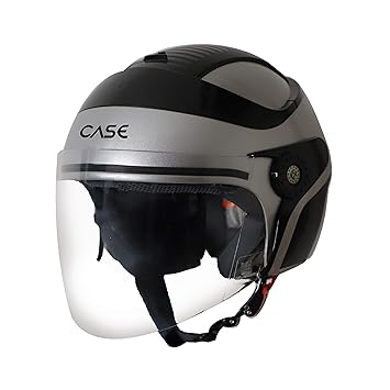 Steelbird SB-29 CASE GLOSSY SILVER WITH BLACK with Plain Visor,600mm, large