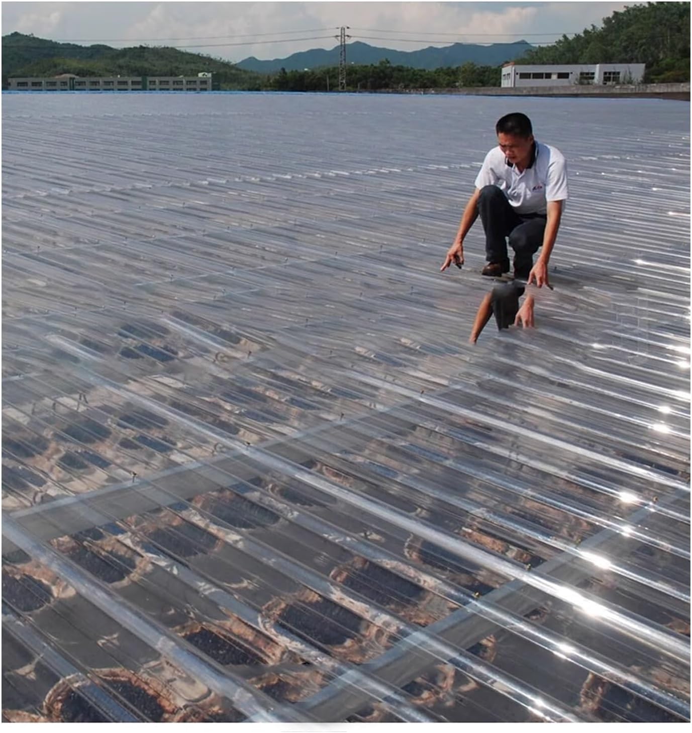 Polycarbonate Roofing Panel，FRP Daylighting Panels，Clear Corrugated Roofing panels Sheets， Greenhouses (Patio, Lawn & Garden),Siding Building Material, Roof Flashings(12pcs,0.9*0.9M/35*35IN_1.5MM)