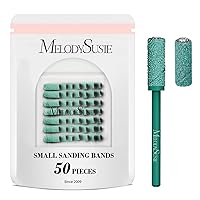 Vista 50 de MelodySusie 50 Pcs Nail Drill Bits Small Sanding Bands with 3.1mm Mandrel Bit, 120 Medium Grit Nail File for Acrylic Nails Gel Manicures and Black