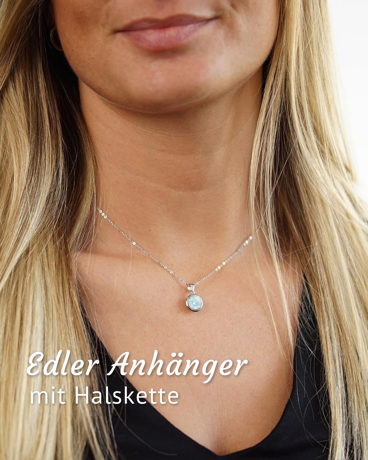Kristall Anhänger 925 Silber rund Ø 10mm Solitär in vielen Farben KA-462 | Kettenanhänger Sterlingsilber mit Glaskristall wahlweise mit längenverstellbarer Kette von MATERIA by Matthias Wagner