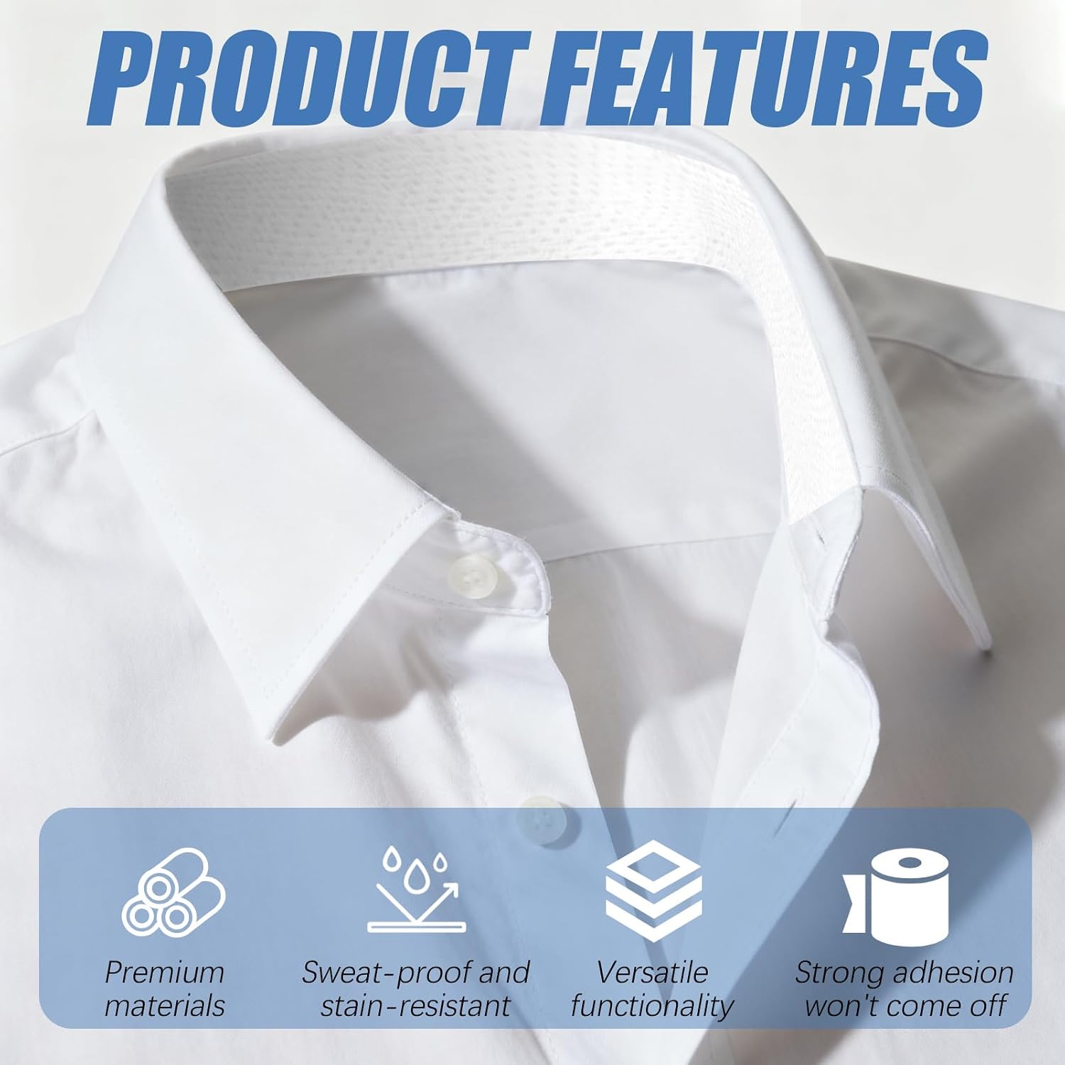 8 Rolls Shirt Collar Protector Sweat Pads, Self-Adhesive Collars Sweat Absorbing Pads, Invisible Hats Shirt Neck Liner Armpit Tape Patches for Men Women Against Stain