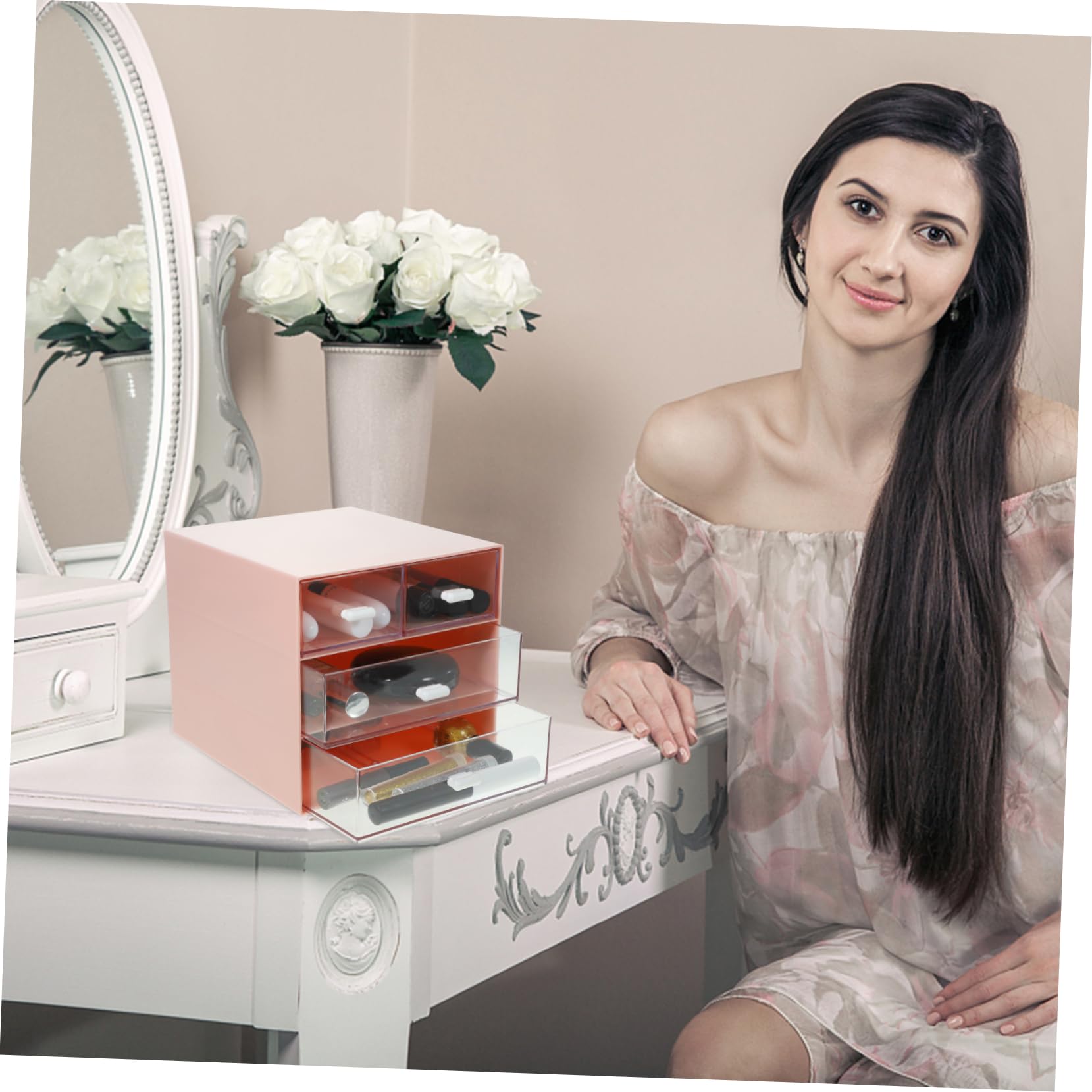 NAMOARLY Scatola Portaoggetti per Scrivania Trasparente in Plastica, Organizer per Cosmetici e Piccoli Oggetti, Contenitore Multifunzione per Ufficio e Casa