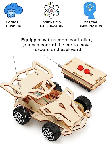 Miniatura 2 de Kits STEM 2 en 1, autos de control remoto, rompecabezas de madera 3D, kits de modelos de experimentos de ciencia educativa, proyectos STEM para