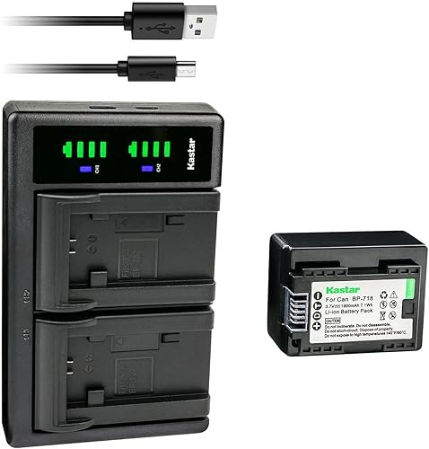 Kastar Paquete de 1 batería y cargador USB LTD2 de repuesto para videocámaras Canon VIXIA HF R50, R52, R60, R62, R70, R72 - Salida de 1900 mAh, 4.2