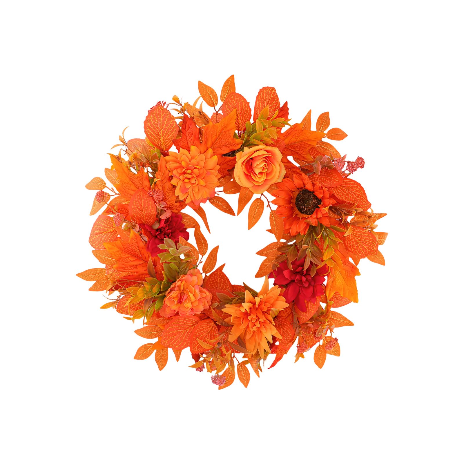 carotoe Natural Rattan Maple Leaves Wreath in Red for Entryway Thanksgiving Door Decoration for Home and Party Use Thanksgiving Wreath