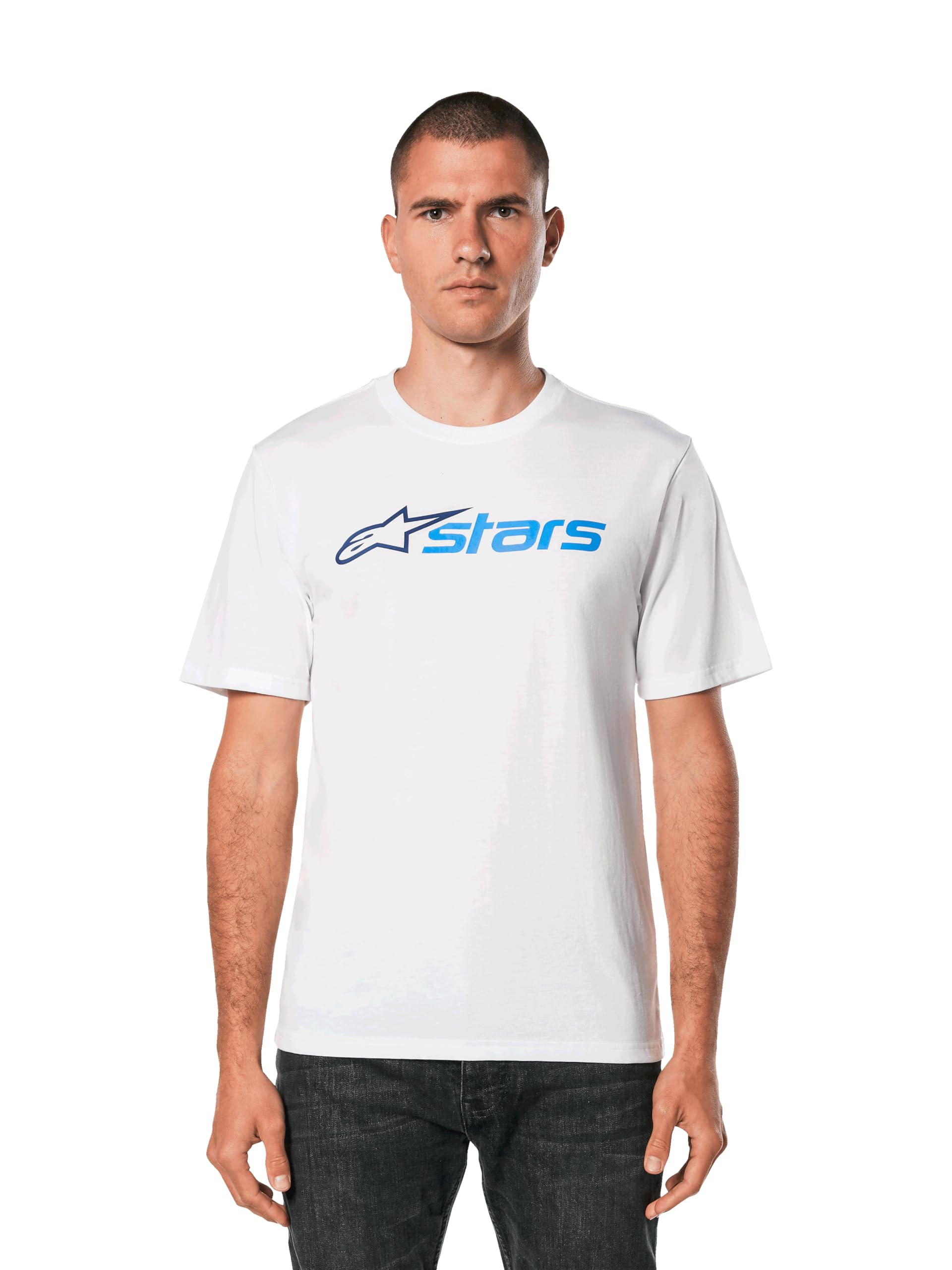 Alpinestars Men's White/Navy/Blue Original Logo Tee Short-Sleeved Crew Neck T-Shirt, M