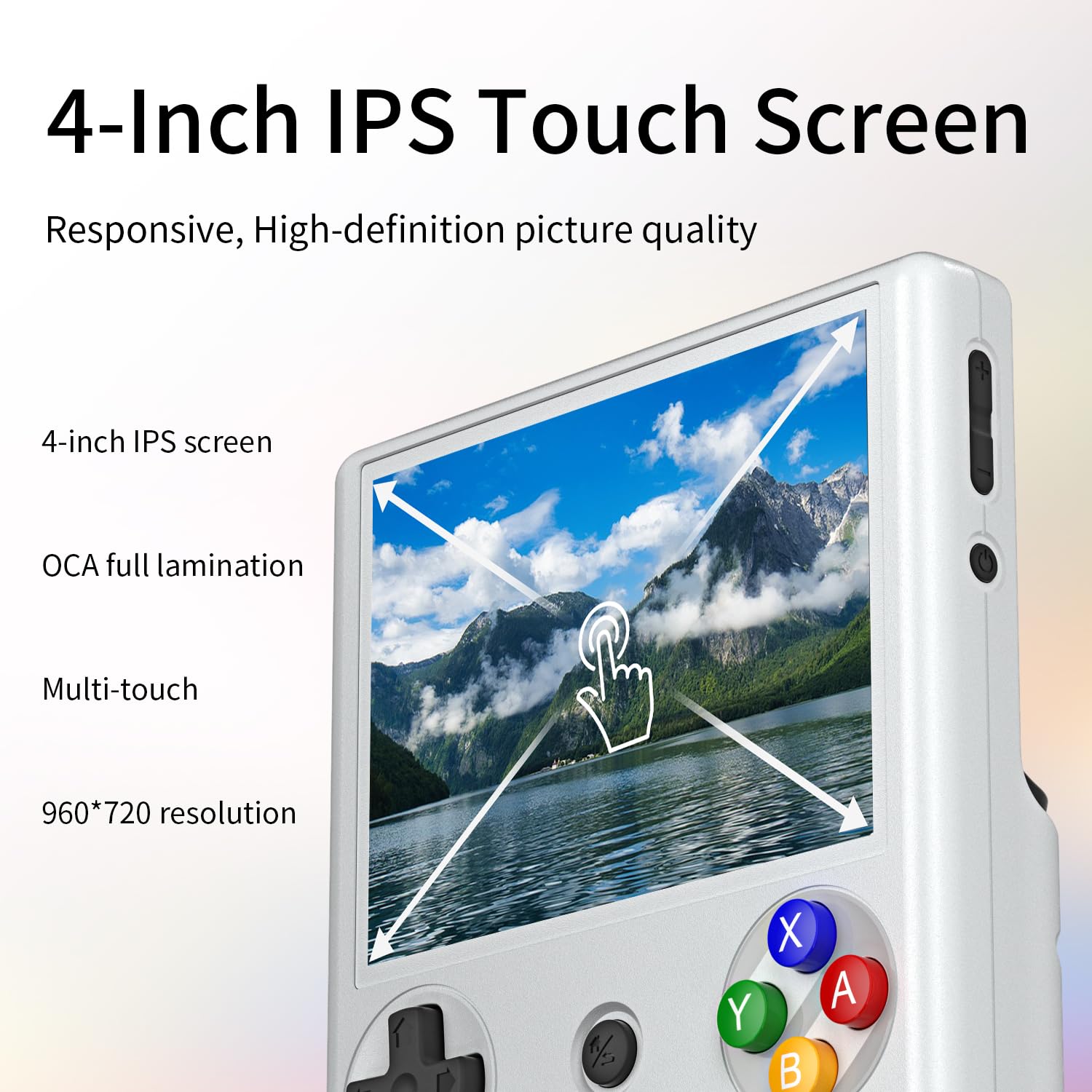 RG406V - Consola de juegos de mano retro, Android 13 OS, tarjeta TF de 128 G, consola de videojuegos retro, pantalla IPS de 4.0 pulgadas, reproductor de video portátil de bolsillo (gris)