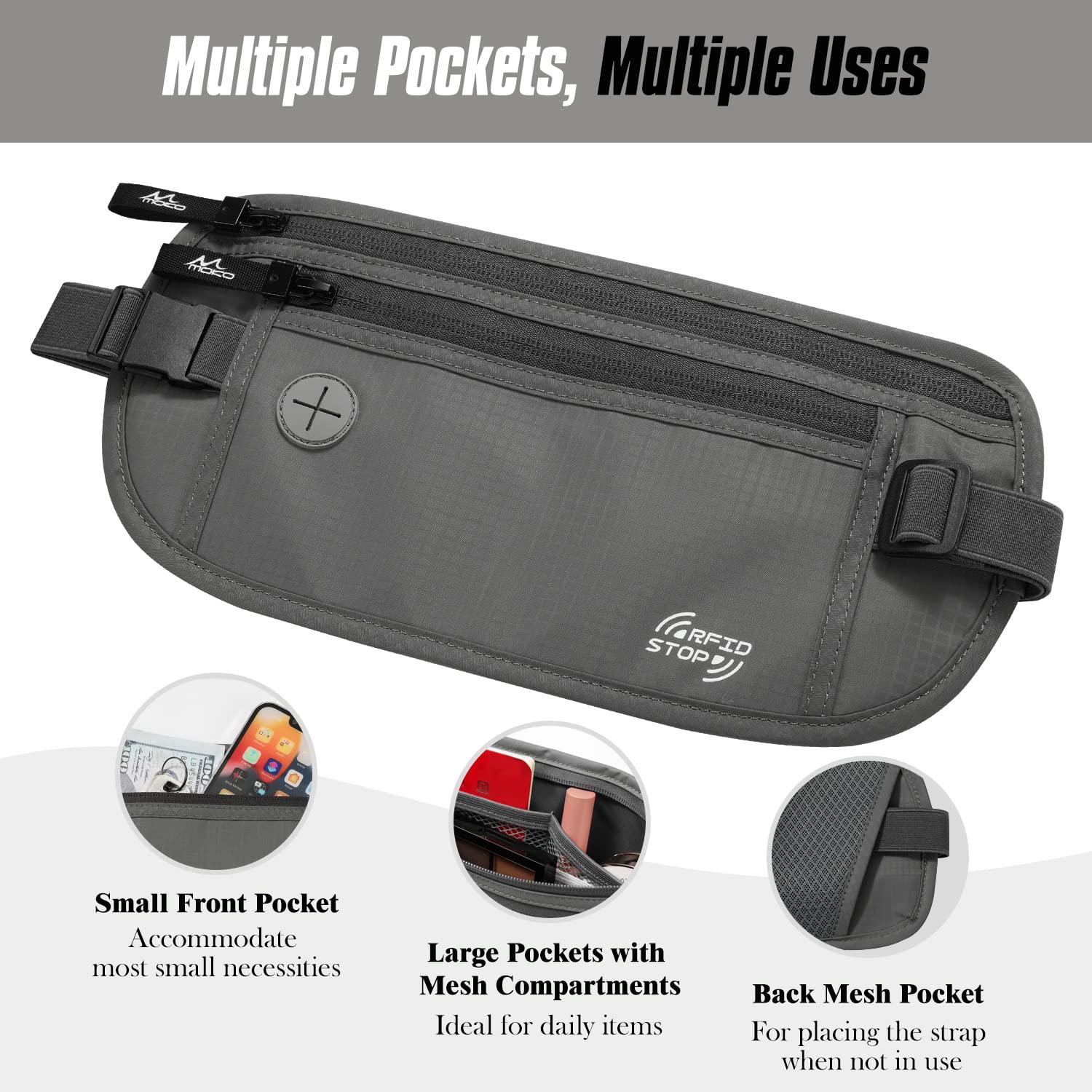 Borsa Denaro Nascosta Cintura Porta Soldi Da Viaggio Con Blocco RFID - Impermeabile, Fanny Pack Nascosto Borsa Frigo Termica - Foto 6