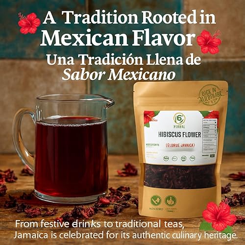 Miniatura 3 de Flor de Jamaica - Flores secas de hibisco de 4 onzas - Té de hierbas de hojas sueltas e ingrediente mexicano Agua Fresca - Flores enteras y pétalos