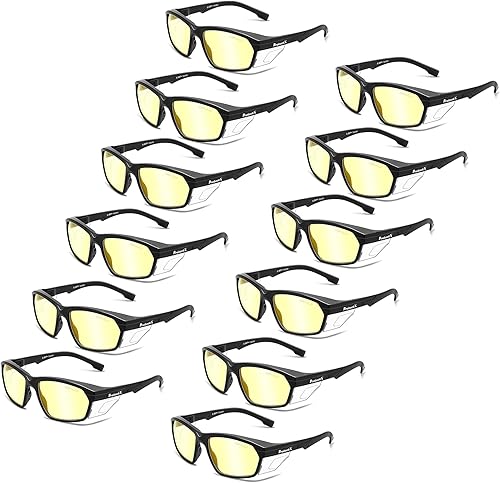 Miniatura 50 de ProtectX Anteojos de seguridad clásicos, lentes antivaho resistentes a los arañazos, gafas protectoras para el trabajo, interior/exterior, ANSI Z87.1