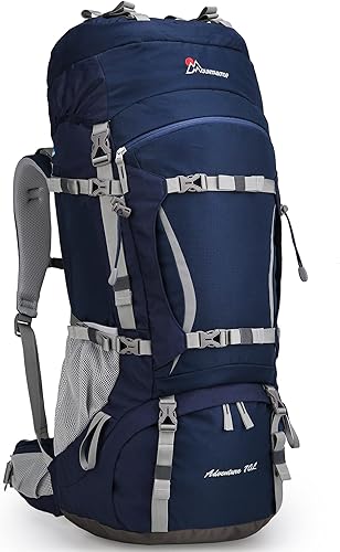 MOUNTAINTOP Mochila de marco interno de 70L para camping, mochilero, mochila de senderismo para hombres y mujeres con cubierta de lluvia
