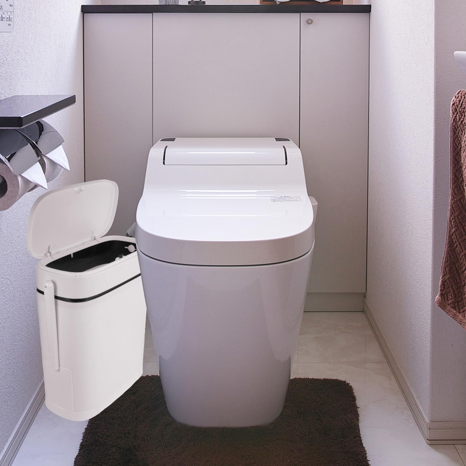 Vaguelly Color Claro Papelera de Baño Rectangular Delgada de PP