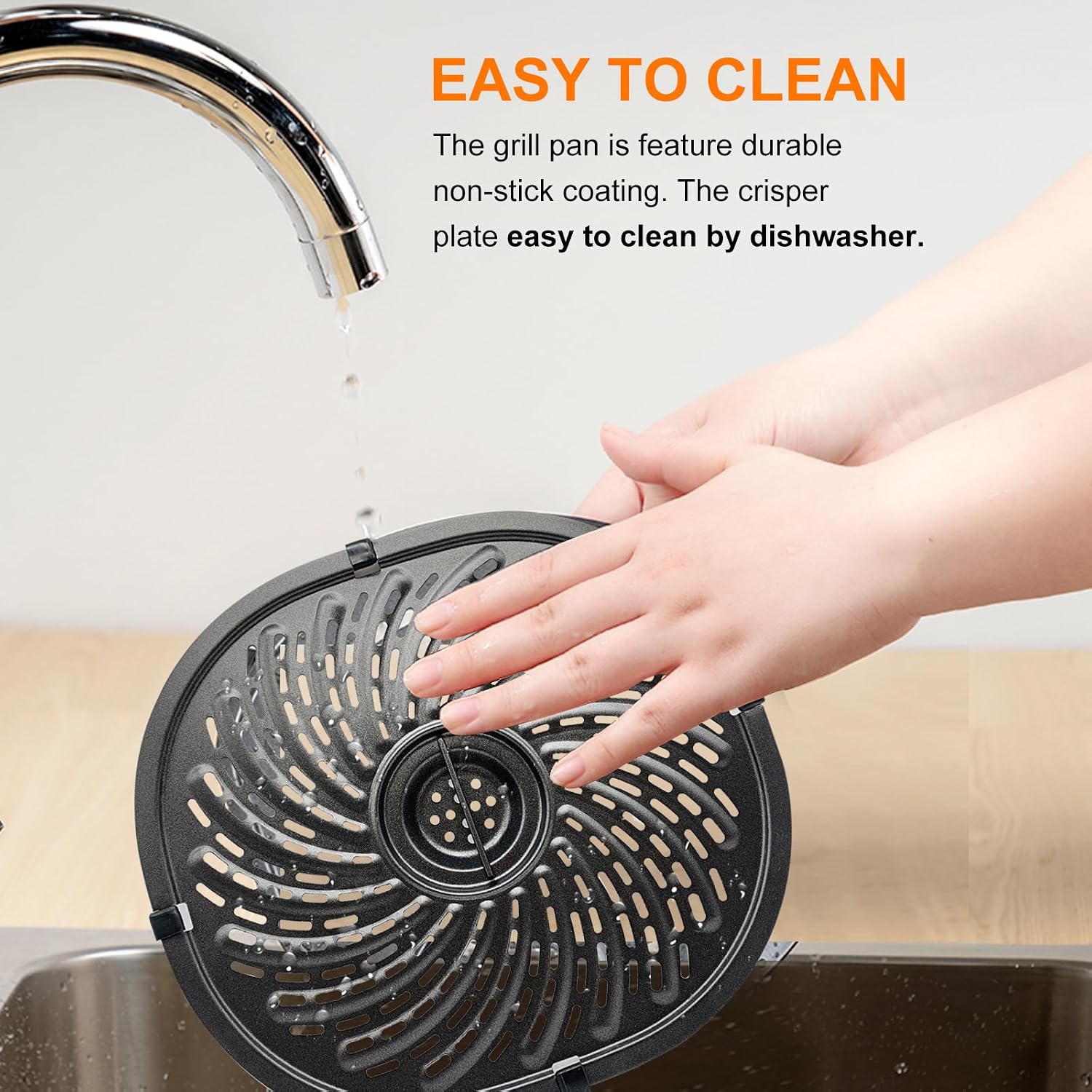 Air Fryer Replacement Tray for PowerXL Vortex 7 QT Air Fryer, Oval Nonstick 10.3''*9.5'' AirFryer Replacement Parts Accessories Rack Basket Grill Pan Grill Plate Crisper Plate with Rubber Bumpers