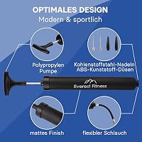 EVEREST FITNESS Labdapumpa 30 cm - Kézi Pumpa Futball, Kosárlabda, Röplabda és Kerékpár Felfújásához, 2 Tűvel és Levehető Csővel, 100g 2