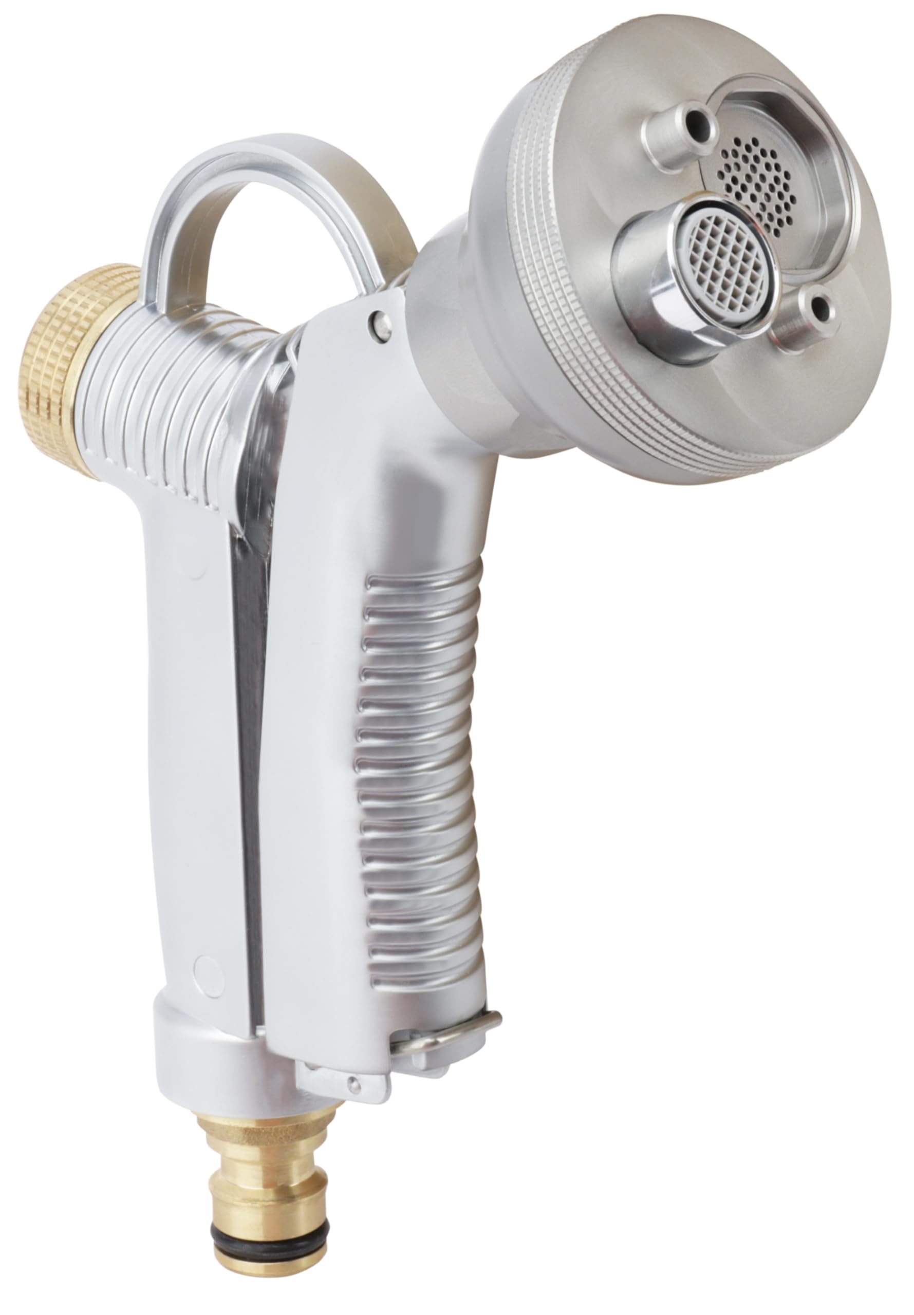 Boutté PPFR d'arrosage 100% métal Pistolet pomme multifonction avec raccord rapide, Argent