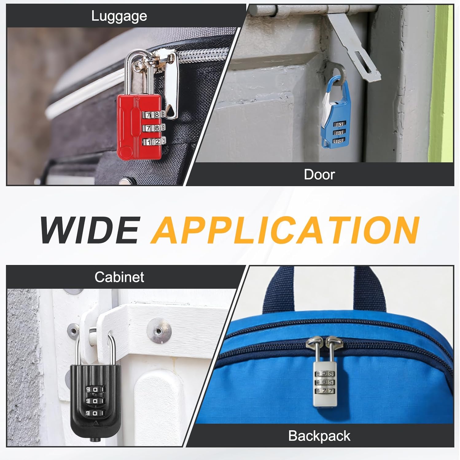 PATIKIL Resettable 3 Digit Combination Lock, (56 x 24mm, Black), (2Pcs) Customizable Code Combination Padlock Sports Locker Lock for Gym Backpack Fence Backyard Gate