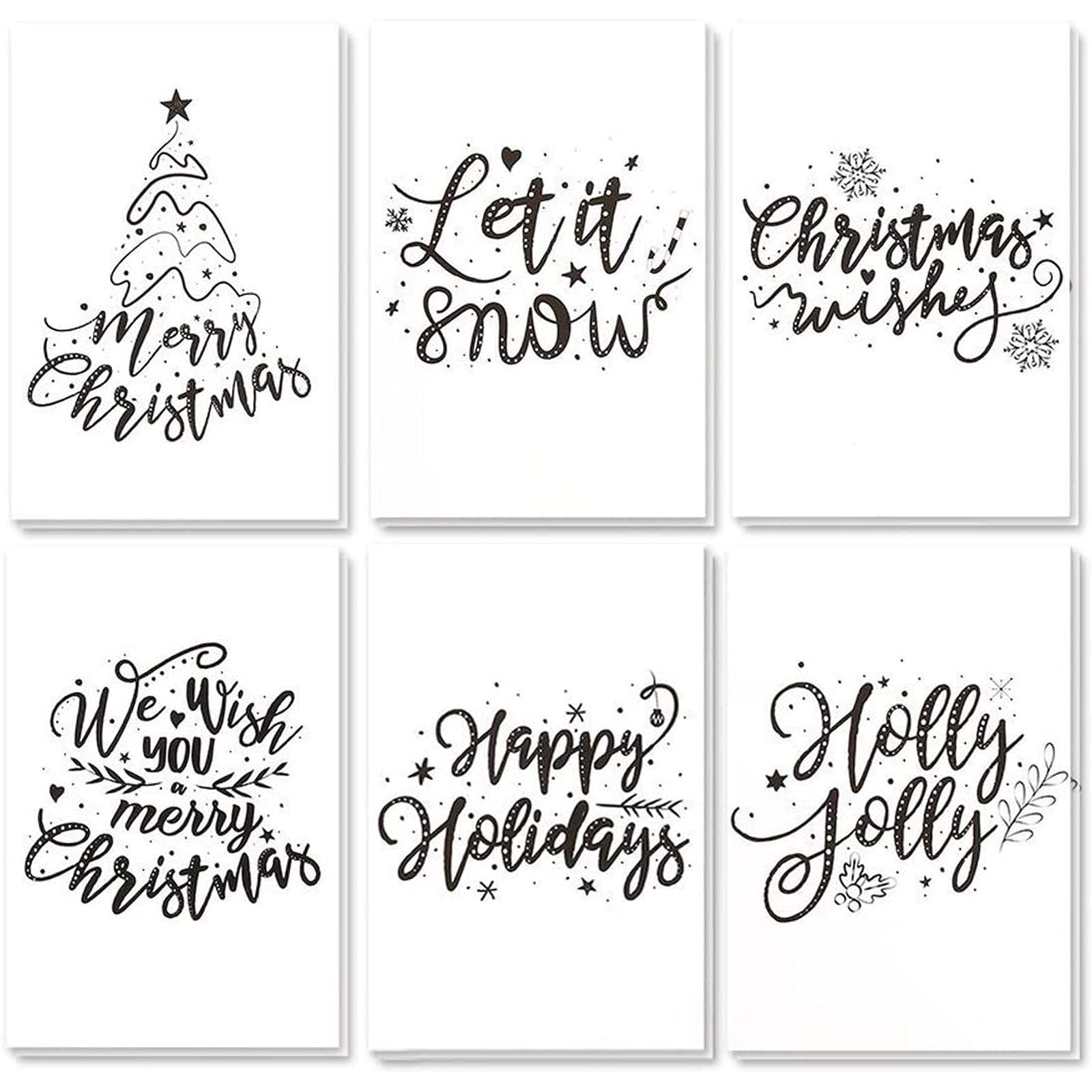 Christmas Greeting Card Template Black And White