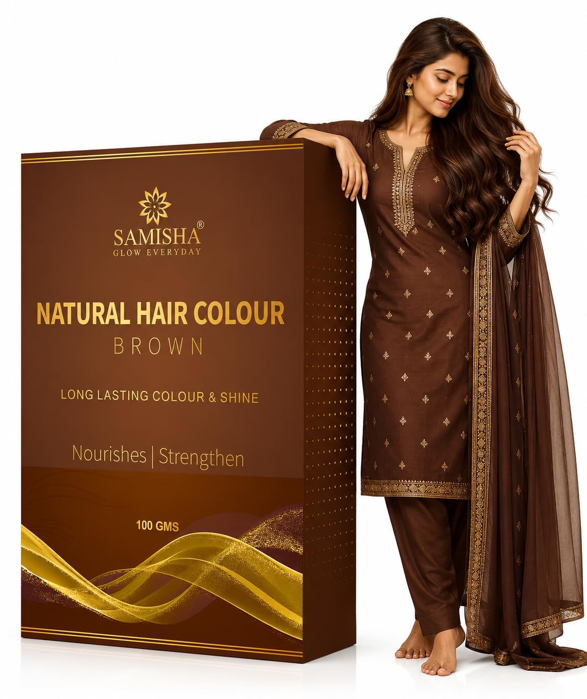 Samisha Natural Hair Colour out Chemical Brown Hair Colour|Ammonia Free Hair Colour Damage Free|Organic Hair Colour 6 Herbal Extracts 100% Grey Coverage & Long Lasting Herbal Hair Colour For Women's-image-10