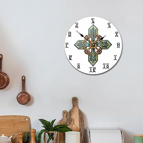 Miniatura 5 de ArogGeld Reloj de pared etíope de 12 pulgadas, funciona con pilas, silencioso, sin tictac, decoración de pared moderna para el hogar, cocina,