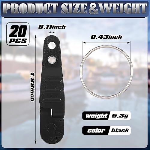 Miniatura 2 de Honoson 20 clips de liberación a presión de tensión pesada, clips de liberación acolchada, clips de arrastre con llavero para tablero de cepillado
