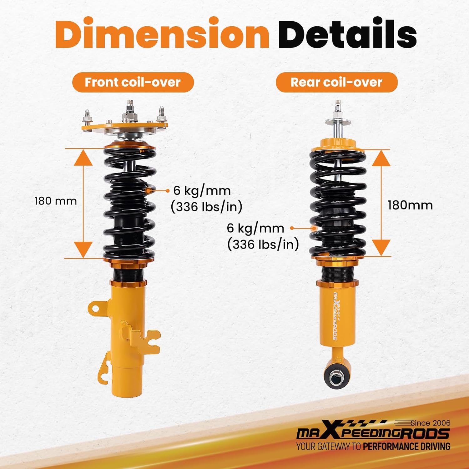 maXpeedingrods Coilovers for MINI Clubman R55 Cooper/Cooper D/Cooper S 2007-2014, 24 Levels Damper Adjustable Coilover Suspension Kit, Height Adjustable Shock Absorber Struts Lowering Kit Gold