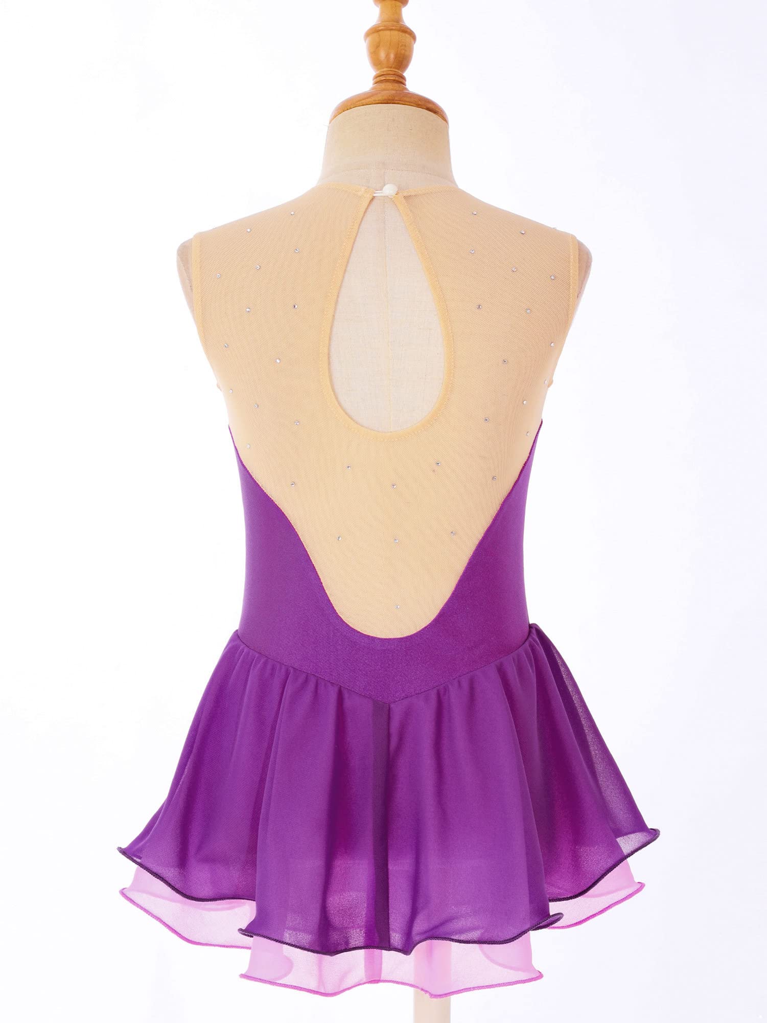 IEFIEL Maillot Patinaje Artistico Niña Vestido Brillante de Danza Ballet Leotardo Gimnasia Ritmica Maillot Ballet de sin Manga Disfraz de Bailarina — view 4