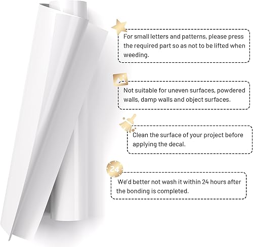 Miniatura 4 de Rollo de vinilo permanente blanco para Cricut Silhouette, vinilo adhesivo blanco de 12 pulgadas x 40 pies para todos los cortadores de máquinas de