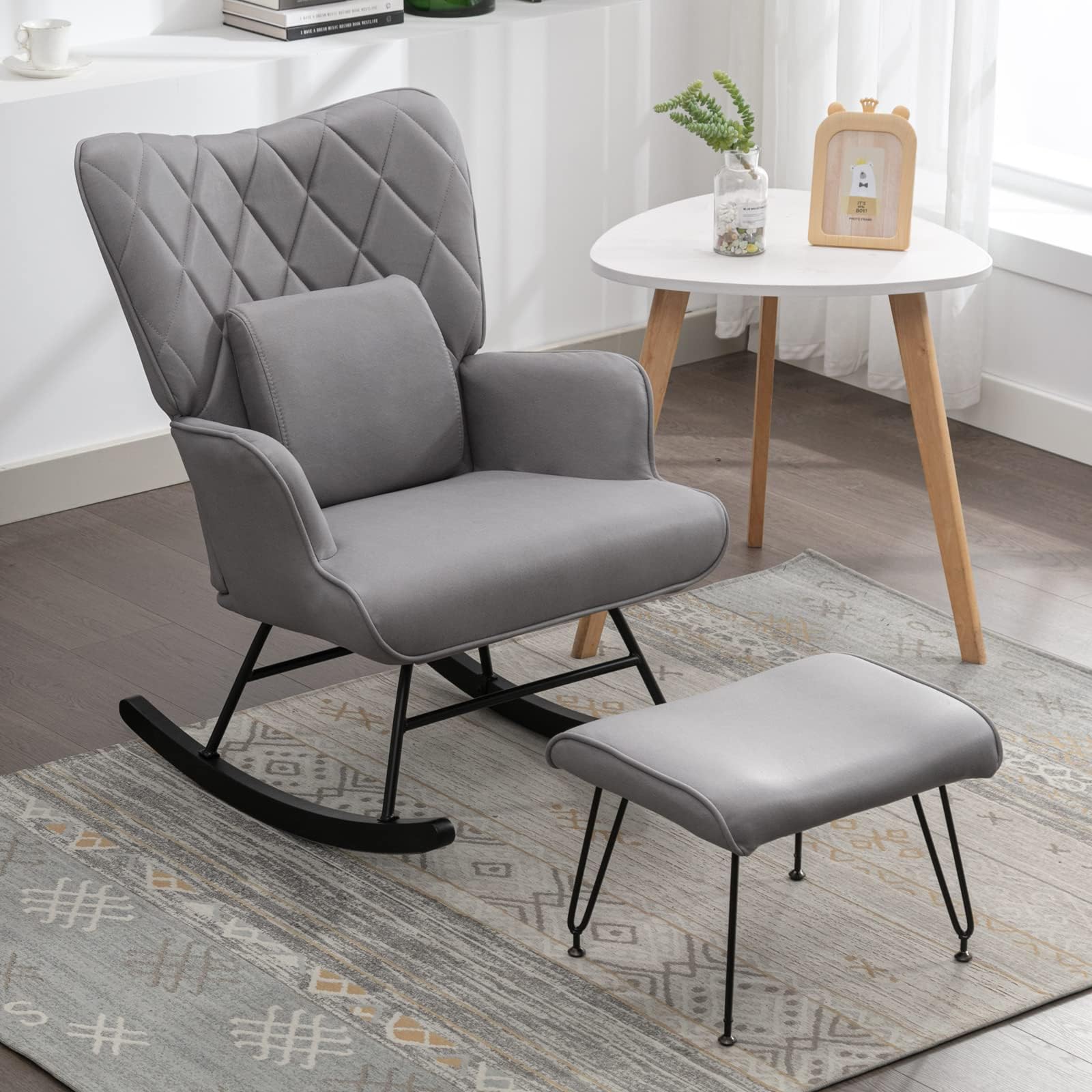 Angel Line Windsor Glider and Ottoman Cushion, Grey Baby