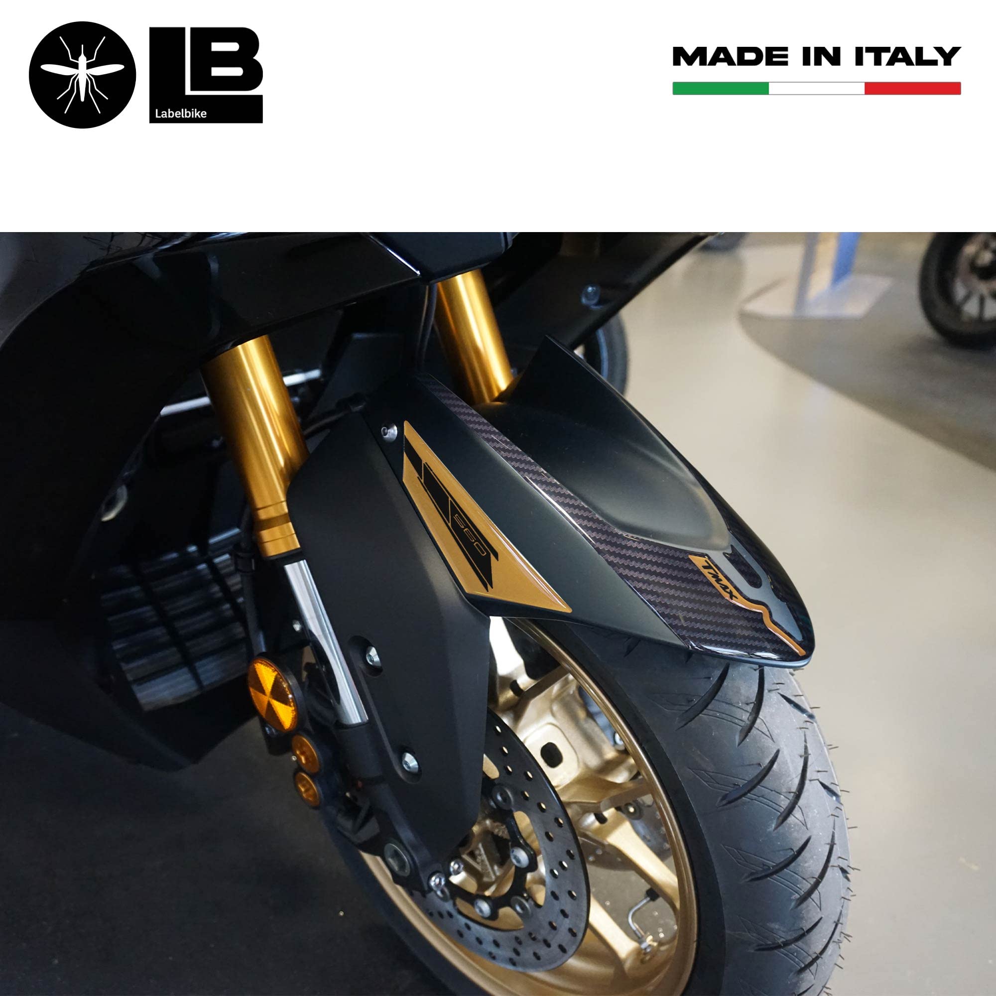 Adesivo Resina 3D Labelbike Per Yamaha Tmax 560 - Carbonio Blu Metal, Protezione Carter Marmitta - Foto 2