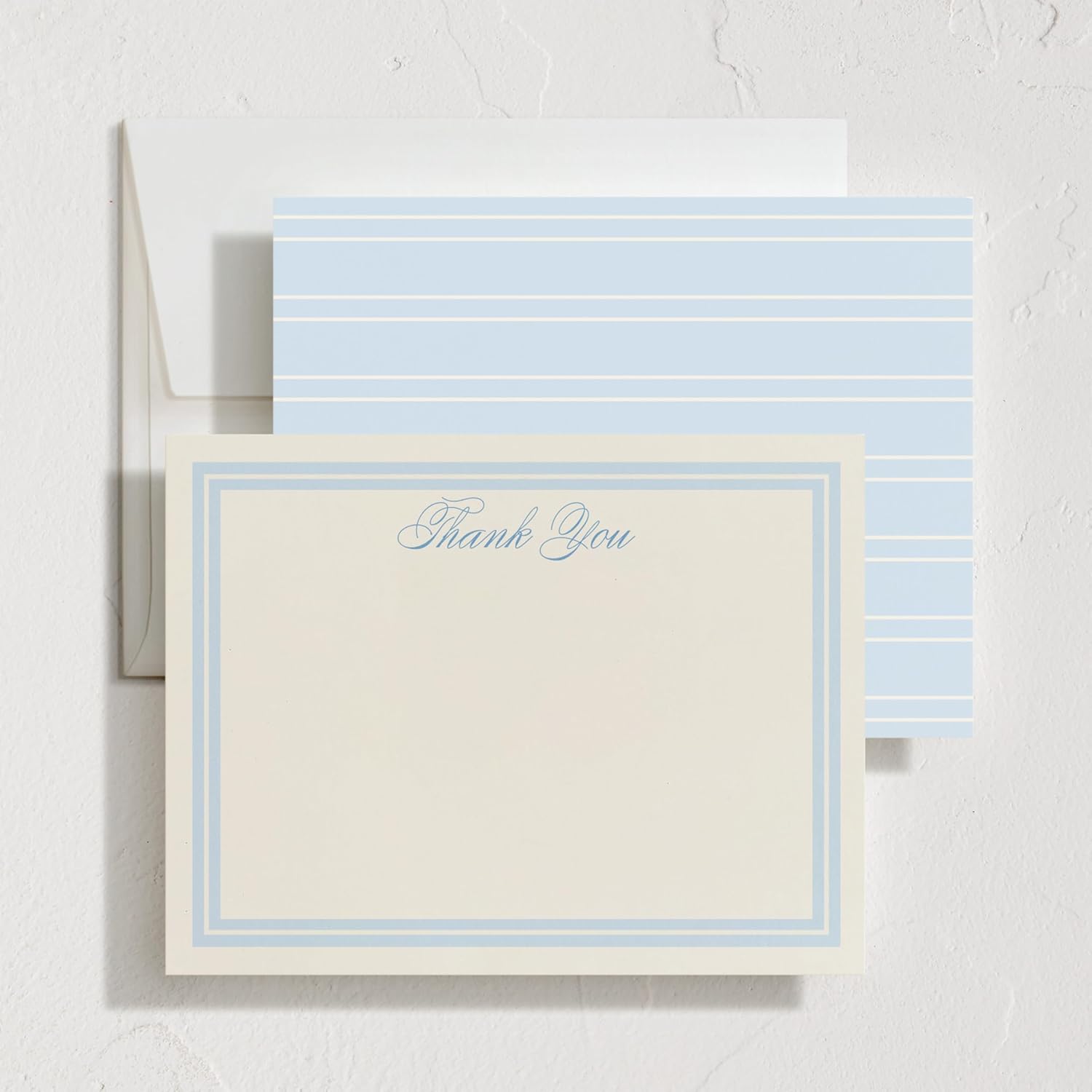 Minted Classic Start Stationery Cards, Blank Thank You Cards and Envelopes, Thank You Notes for Handwritten Messages, Note Cards & Stationery Set for Women and Men, Powder Blue Color Theme - Image 4