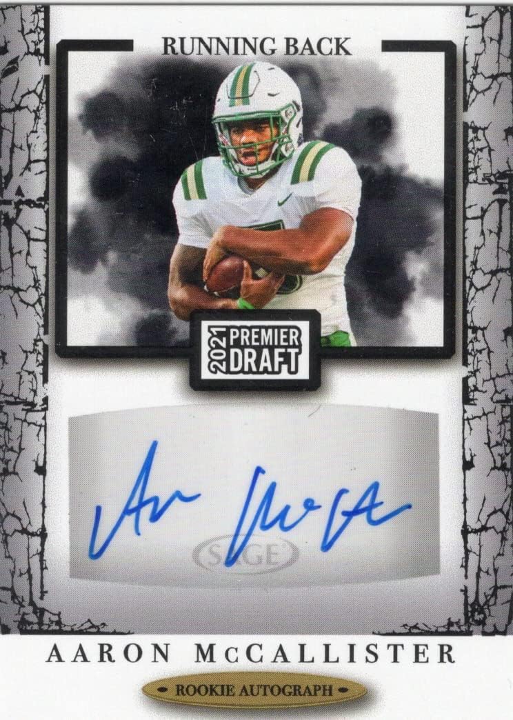 Aaron McCallister Autographed Premier Draft Collectible Football Card - 2021 Sage Premier Draft Football Card #A32 (Charlotte)