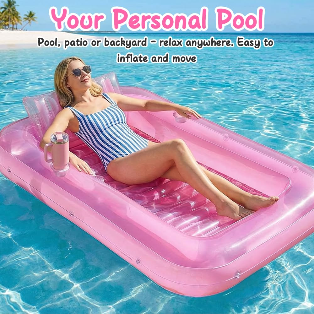 Mineup Colchón de Aire Piscina, 178 x 116 cm Flotador Inflable para alberca bronceadora, Colchoneta Piscina Adultos con reposacabezas, Colchón Hinchable Piscina para Playa en Verano